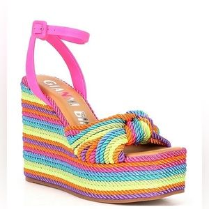 Gianni Bini Leena  Raimbow Cord Knot Platform Wedge Sandals